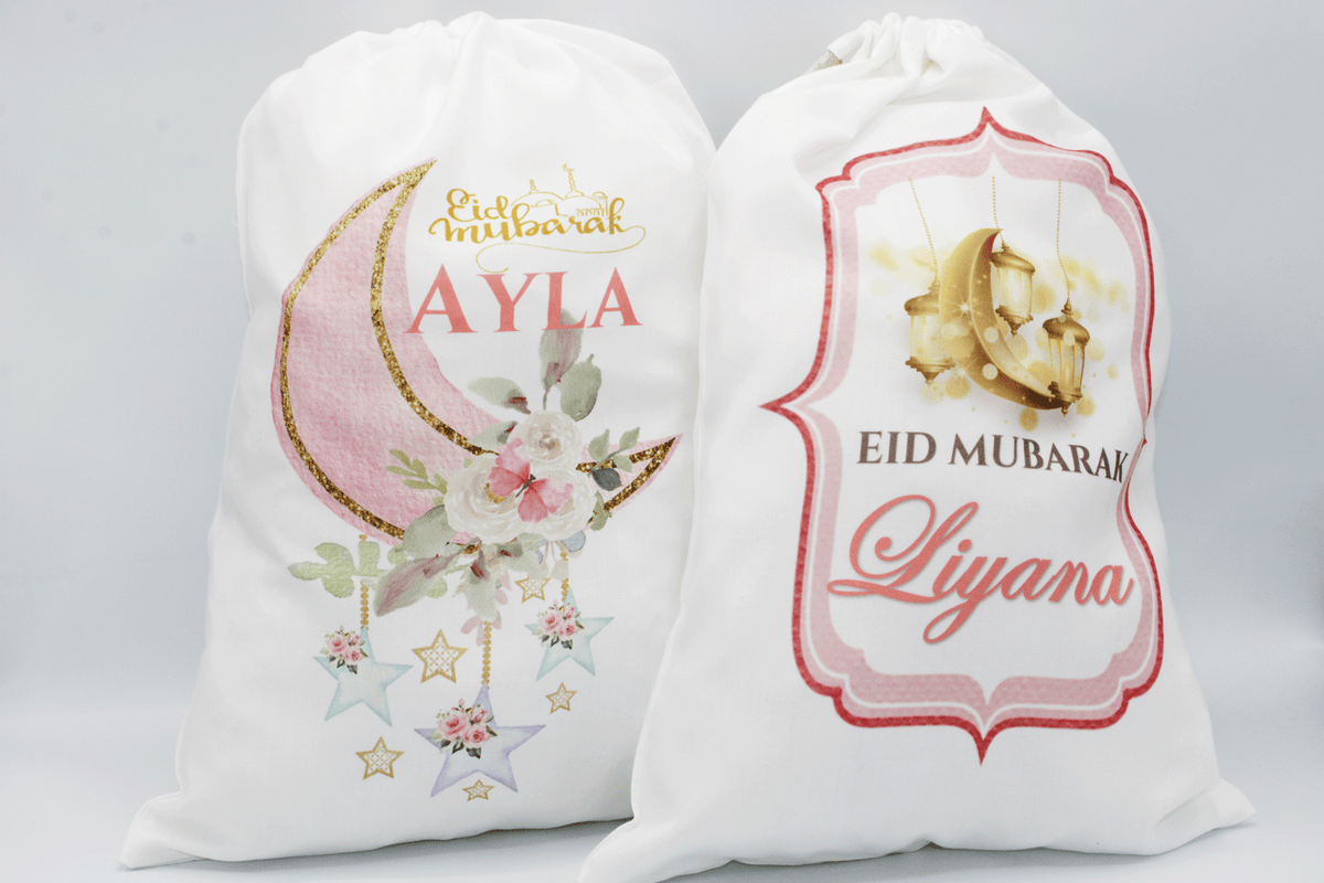 personalised eid sacks, personalised eid gift for kids, Ramadan Eid gift ideas