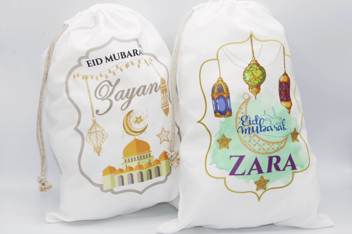 personalised eid sacks, personalised eid gift for kids, Ramadan Eid gift ideas