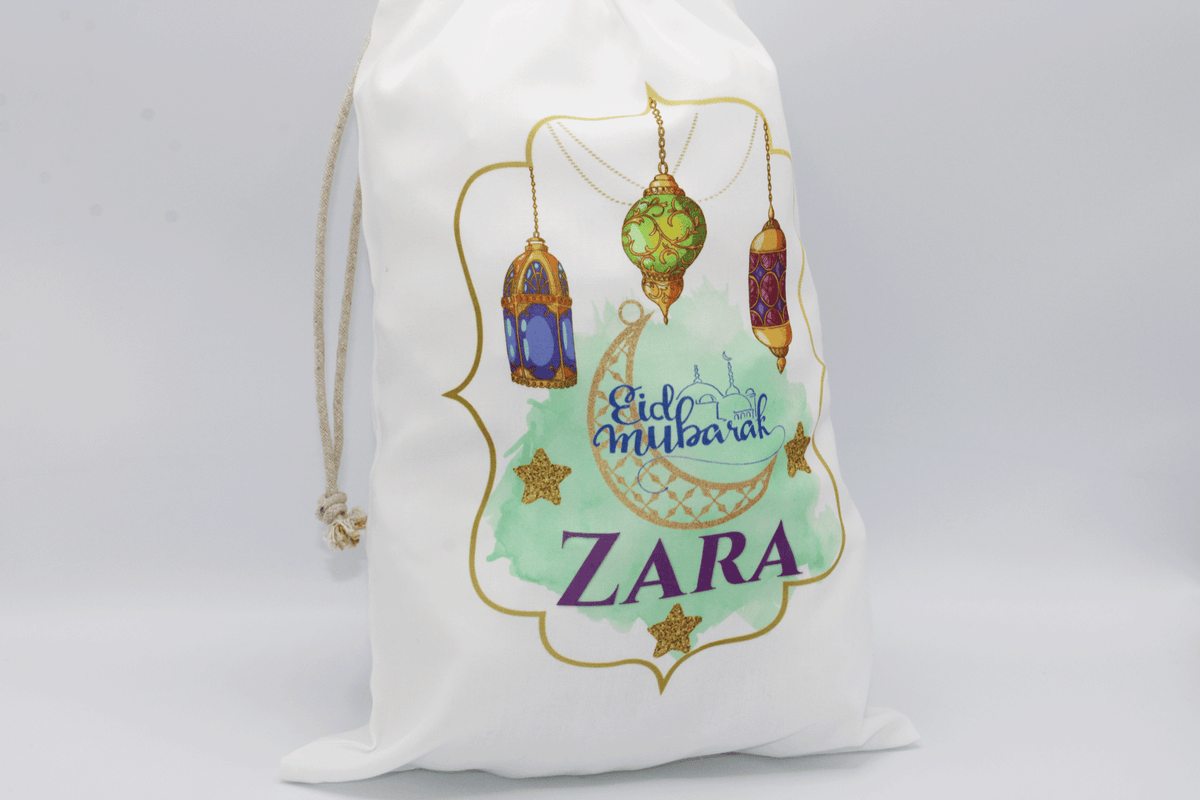 personalised eid sacks, personalised eid gift for kids, Ramadan Eid gift ideas