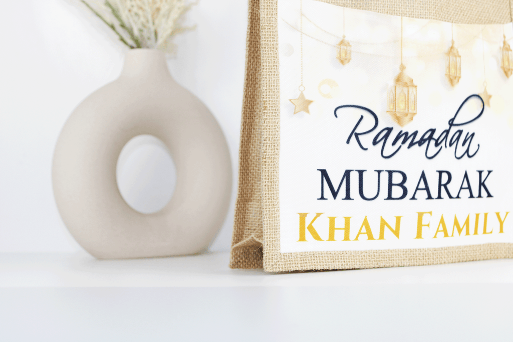 personalised eid mubarak party bag, personalised jute bag