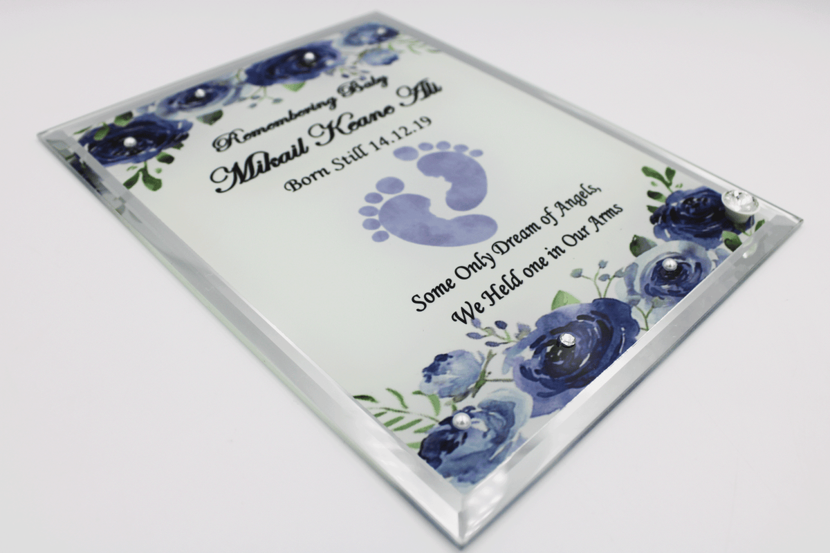 Stillborn Memorial Glass Frame - Blue