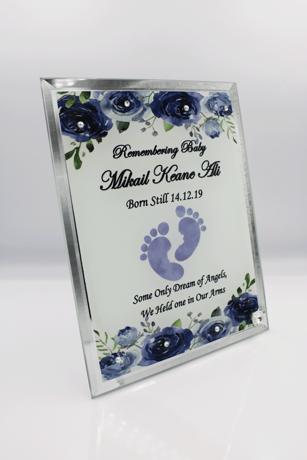 Stillborn Memorial Glass Frame - Blue