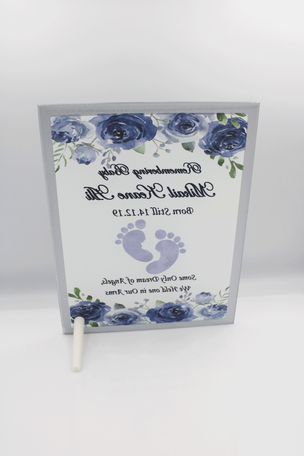 Stillborn Memorial Glass Frame - Blue