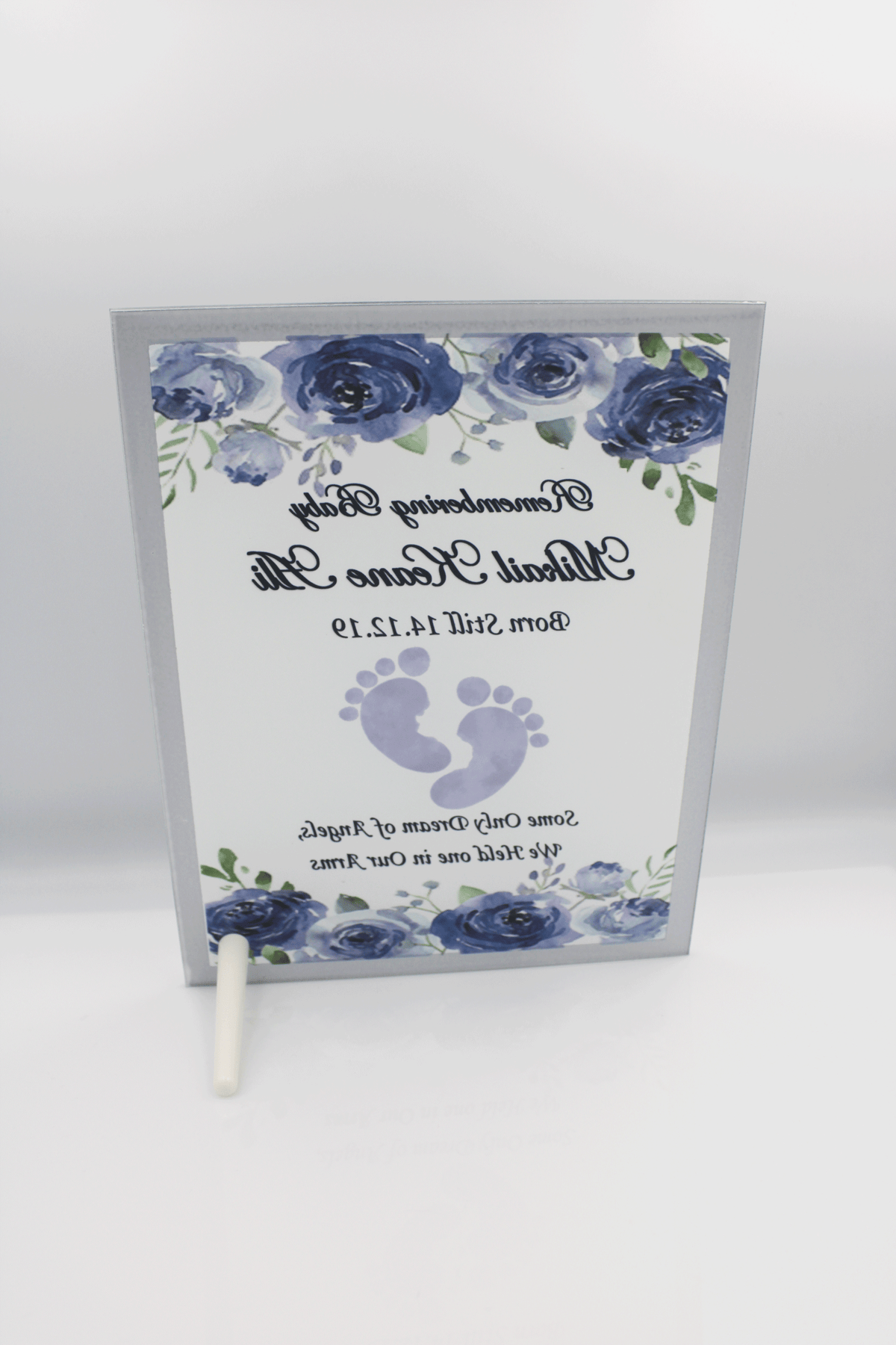 Stillborn Memorial Glass Frame - Blue