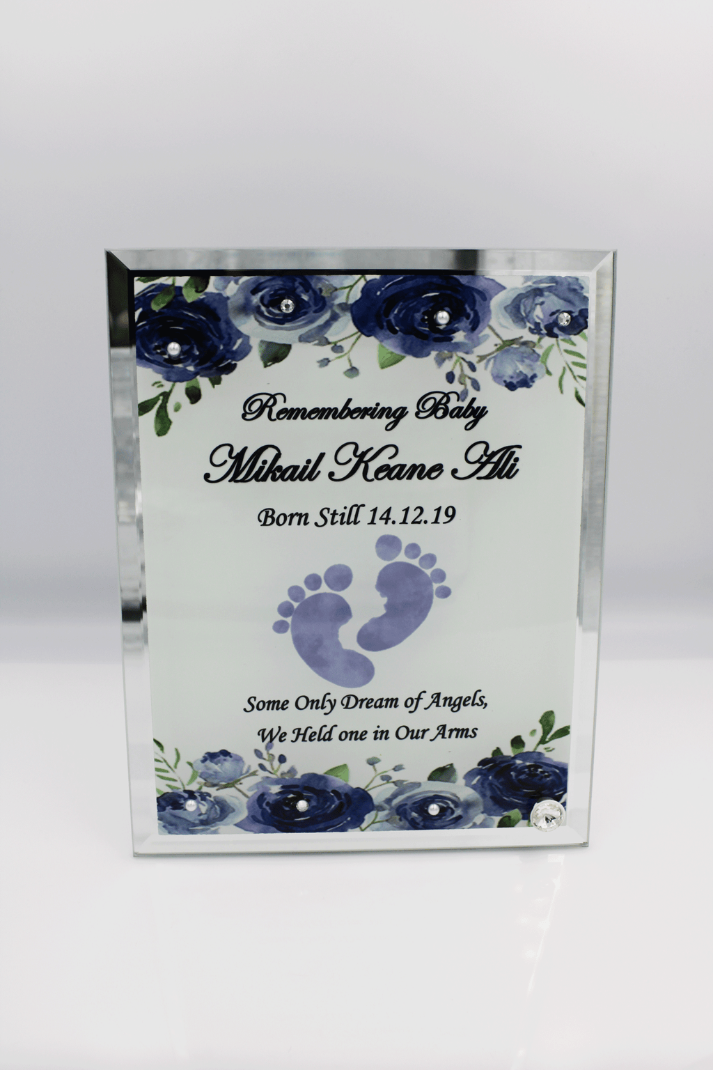 Stillborn Memorial Glass Frame - Blue
