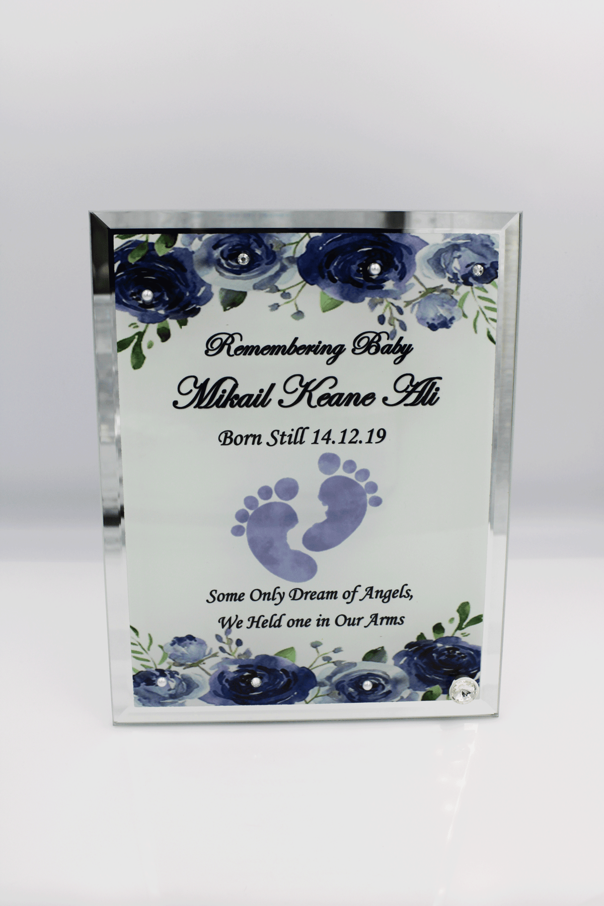 Stillborn Memorial Glass Frame - Blue