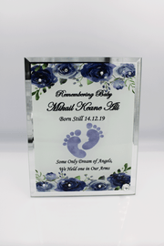 Stillborn Memorial Glass Frame - Blue