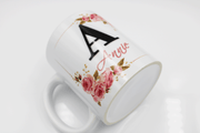 Pink Floral Initial Mug