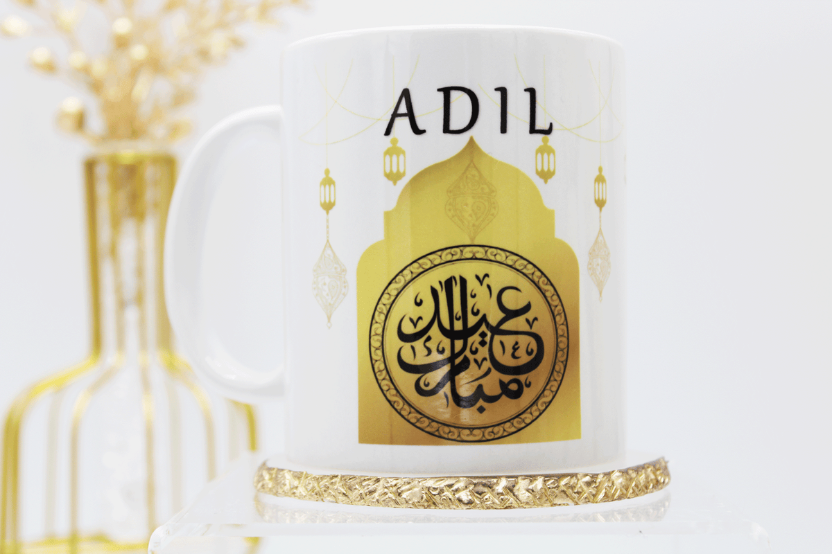 personalised eid mubarak mug, eid mubarak gift, eid table decor, eid gift, ramadan decor