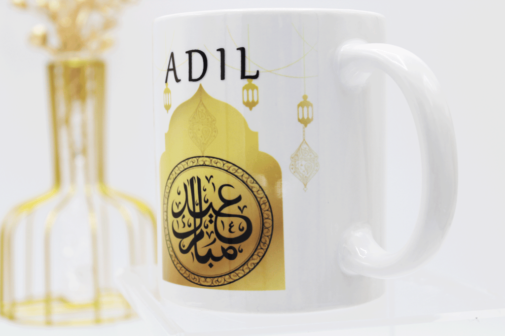 personalised eid mubarak mug, eid mubarak gift, eid table decor, eid gift, ramadan decor