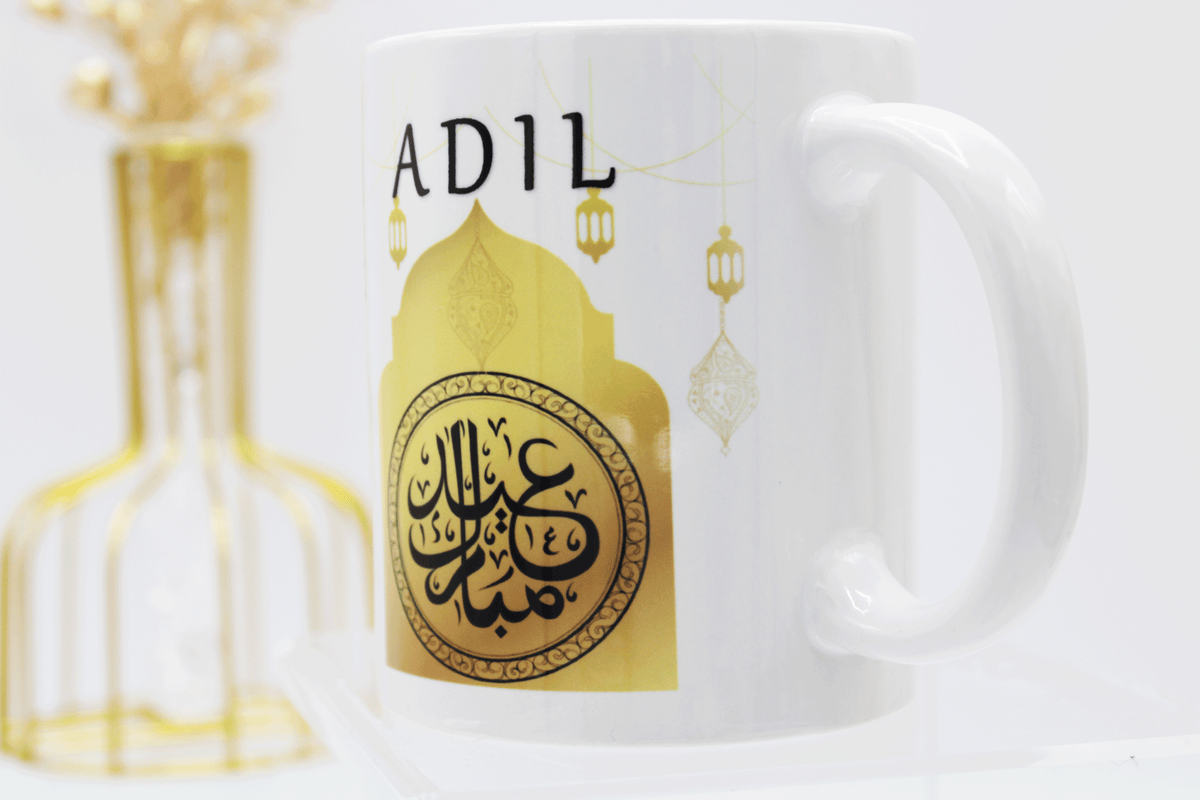 personalised eid mubarak mug, eid mubarak gift, eid table decor, eid gift, ramadan decor