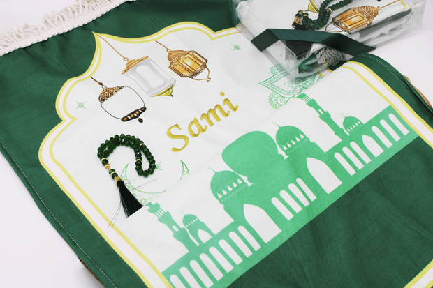 personalised kids prayer mat, personalised children's prayer mat, eid gift for kids, ramadan gifts for kids, kids prayer rug