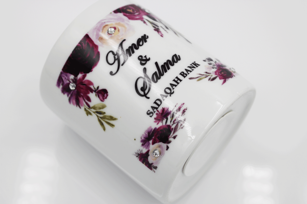 Personalised Money Bank - Plum Floral