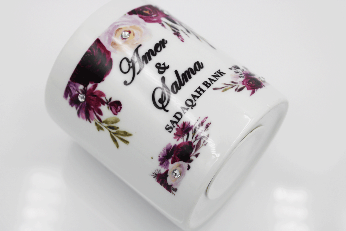 Personalised Money Bank - Plum Floral