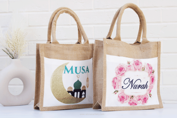 personalised eid bag, eid gift ideas, eid bag , ramadan sack, eid gift box