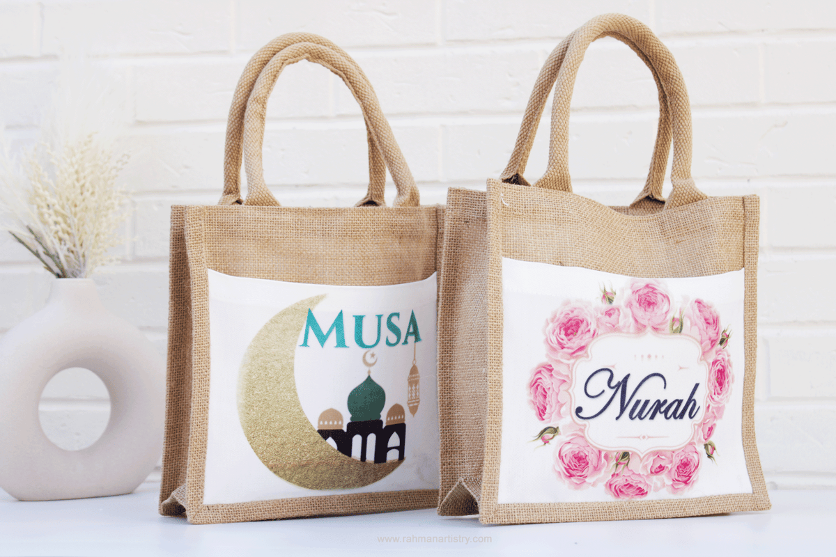 personalised eid bag, eid gift ideas, eid bag , ramadan sack, eid gift bo