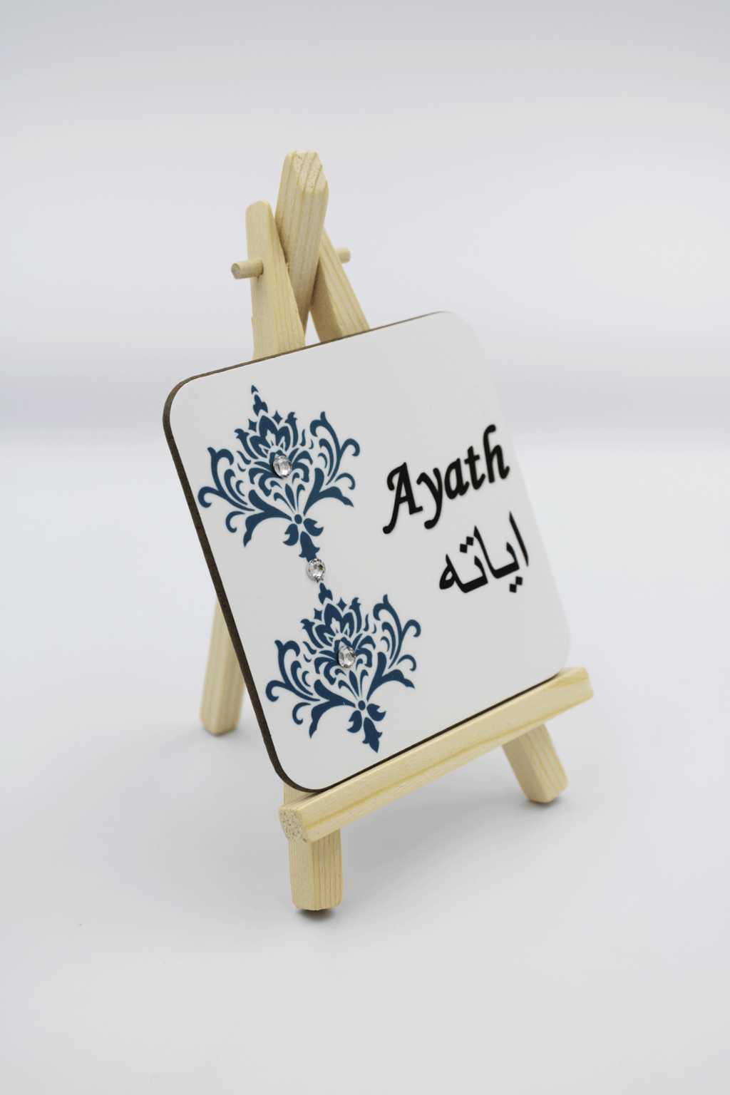 Mini Name Easel - Teal Damask