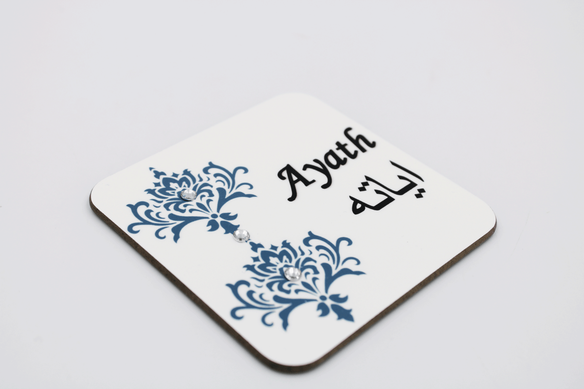 Mini Name Easel - Teal Damask