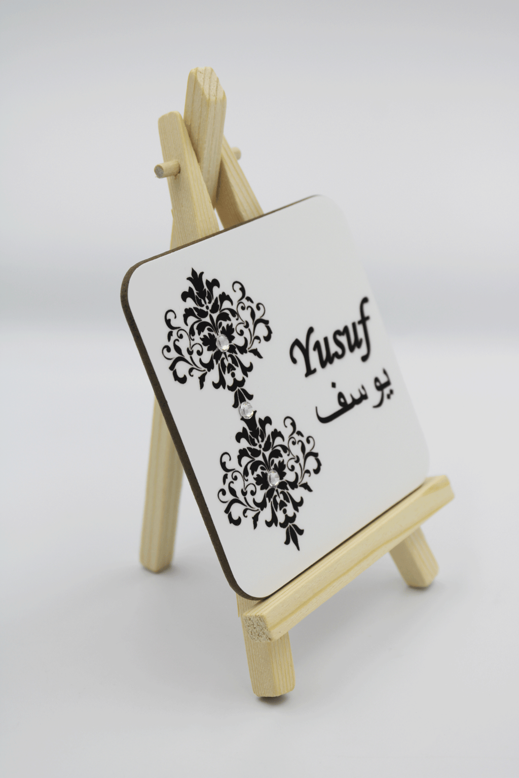 Mini Name Easel - Black Damask
