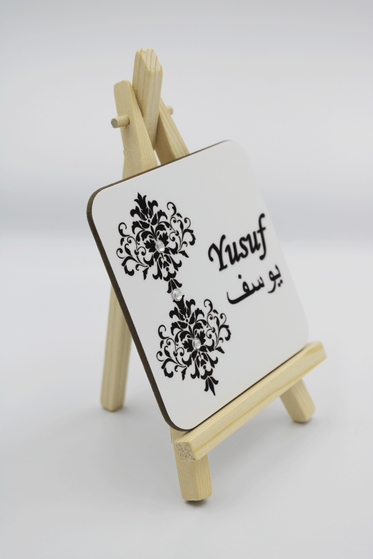 Mini Name Easel - Black Damask