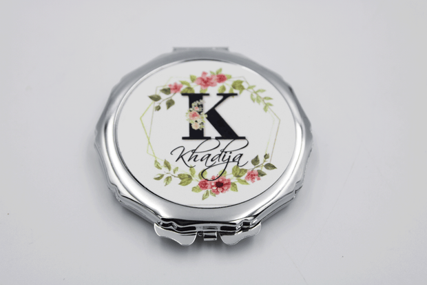 Compact Mirror- Initial Rose Pink