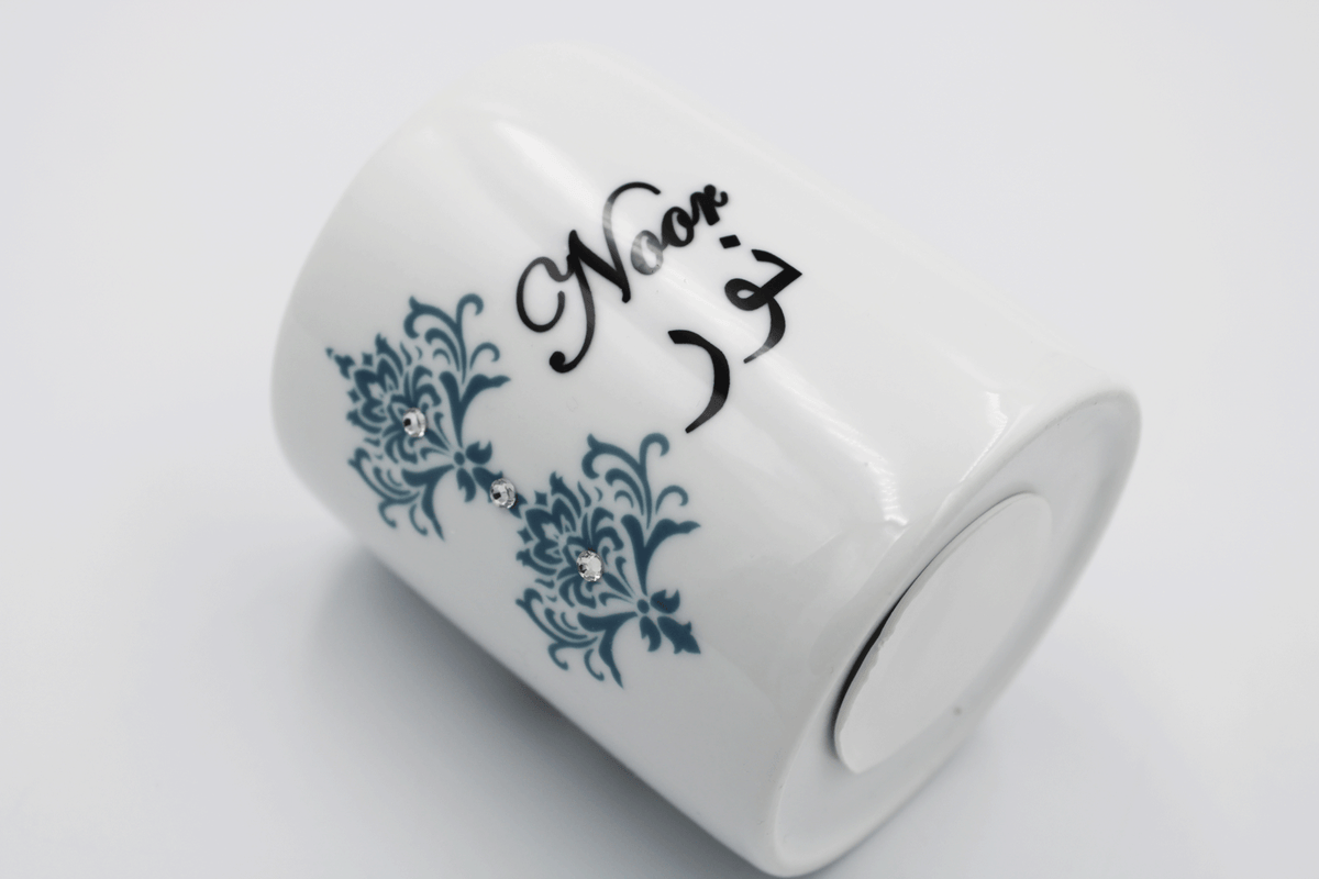 Personalised Money Bank - Teal Damask