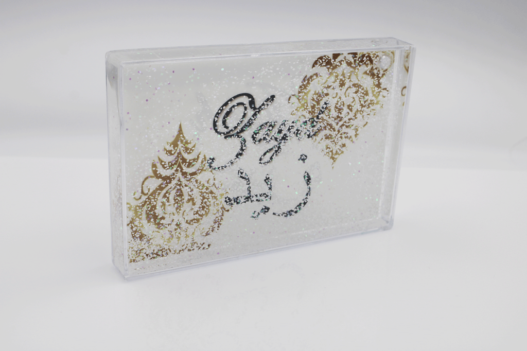 Glitter Name Block - Gold Damask