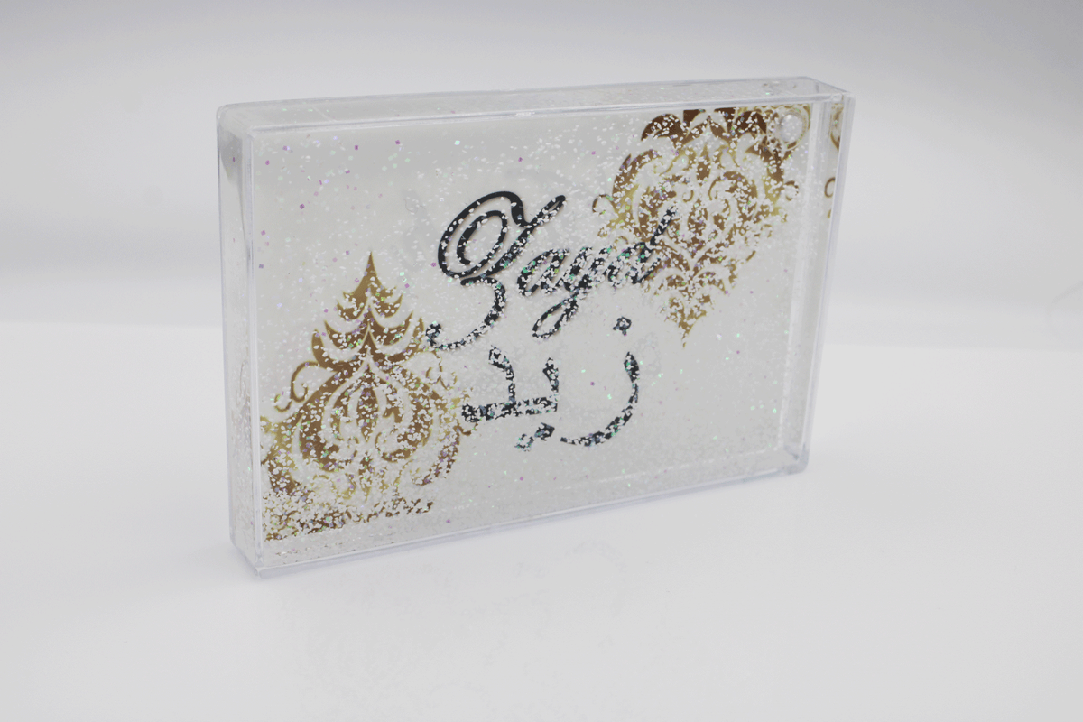 Glitter Name Block - Gold Damask
