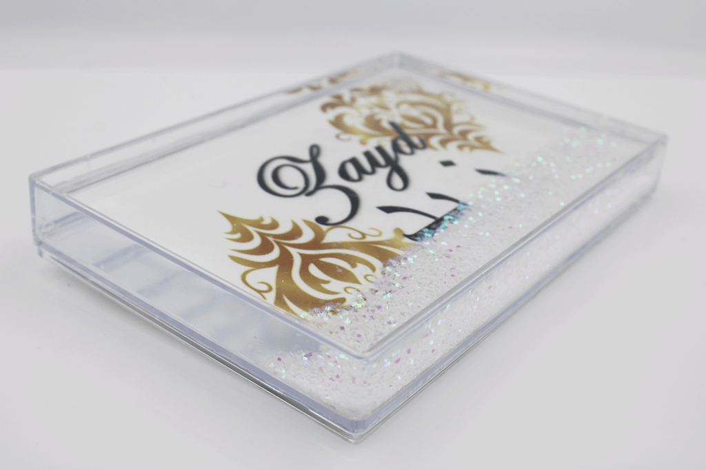 Glitter Name Block - Gold Damask
