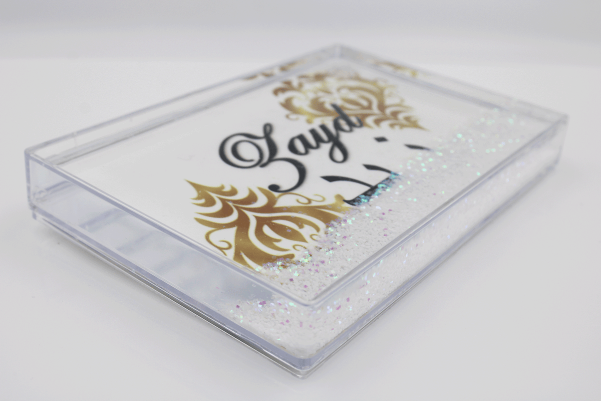 Glitter Name Block - Gold Damask