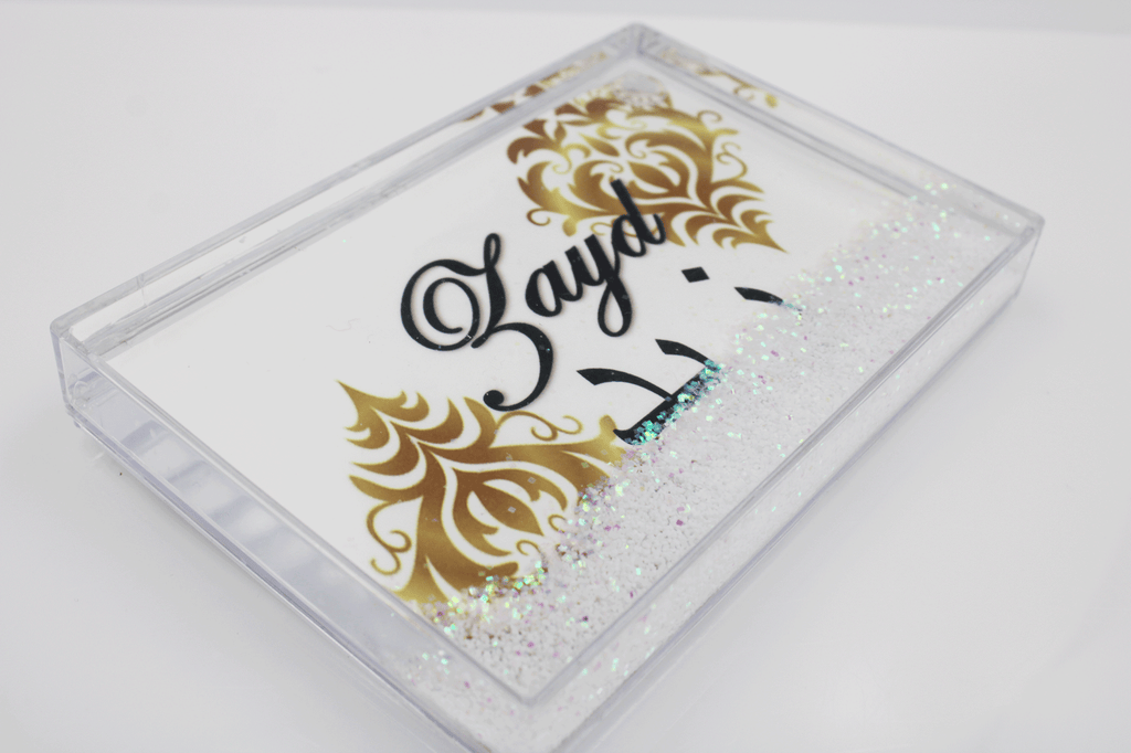 Glitter Name Block - Gold Damask