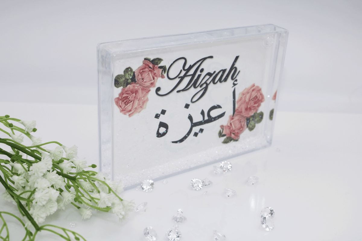 Glitter Name Block - Rose White