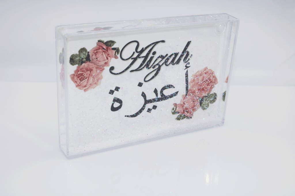 Glitter Name Block - Rose White