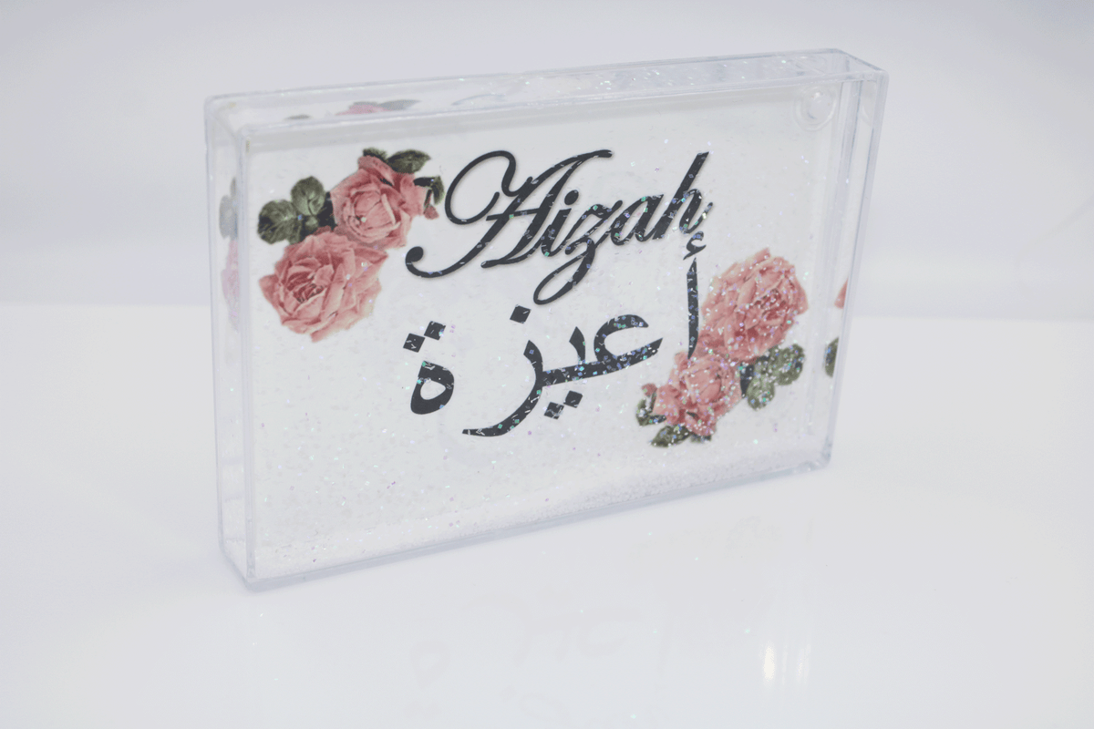 Glitter Name Block - Rose White