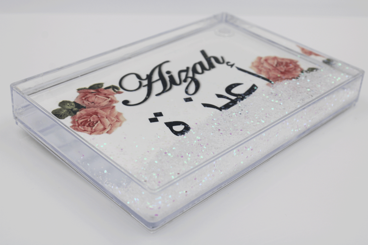 Glitter Name Block - Rose White