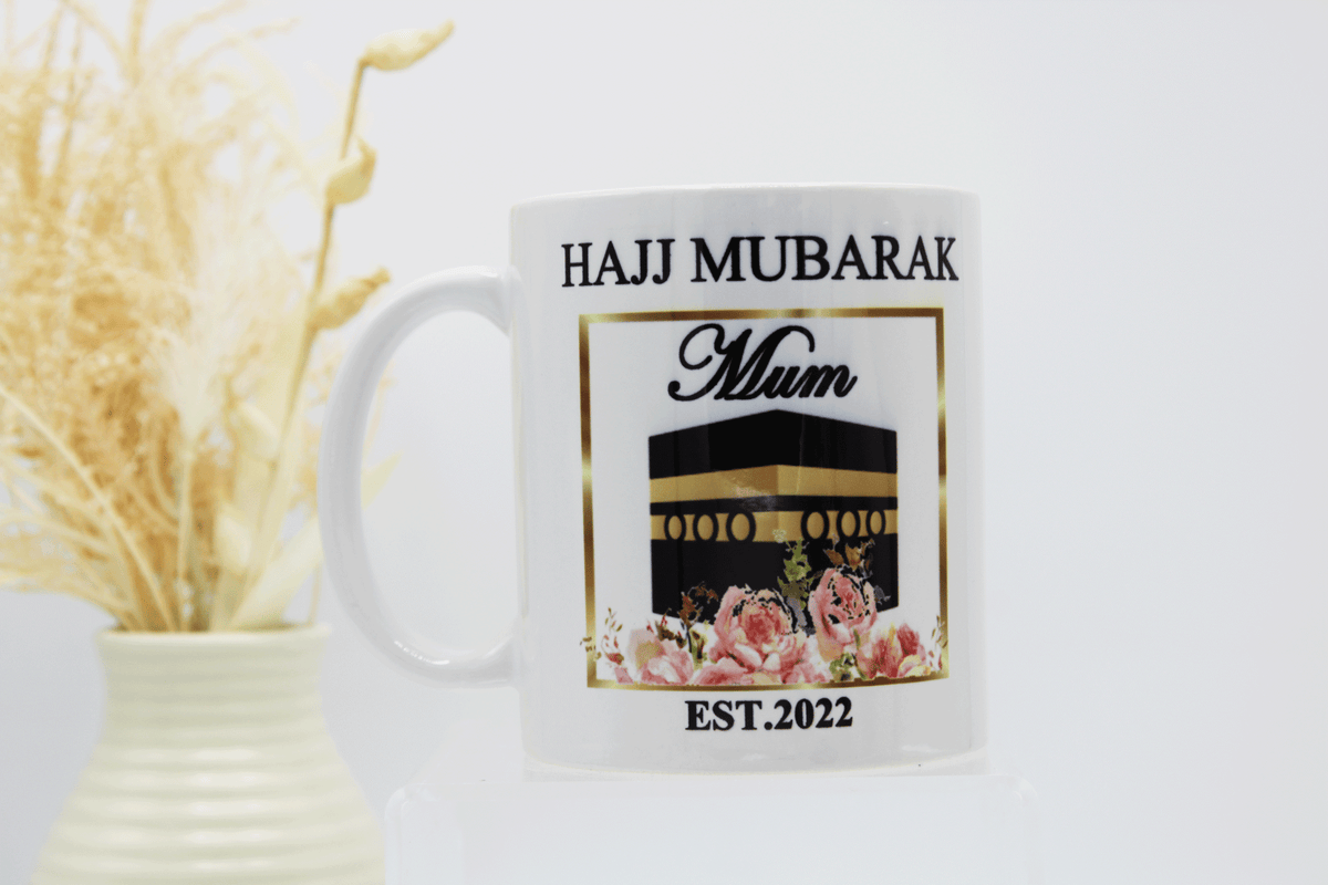 personalised hajj mug, hajj gift ideas, hajj mubarak