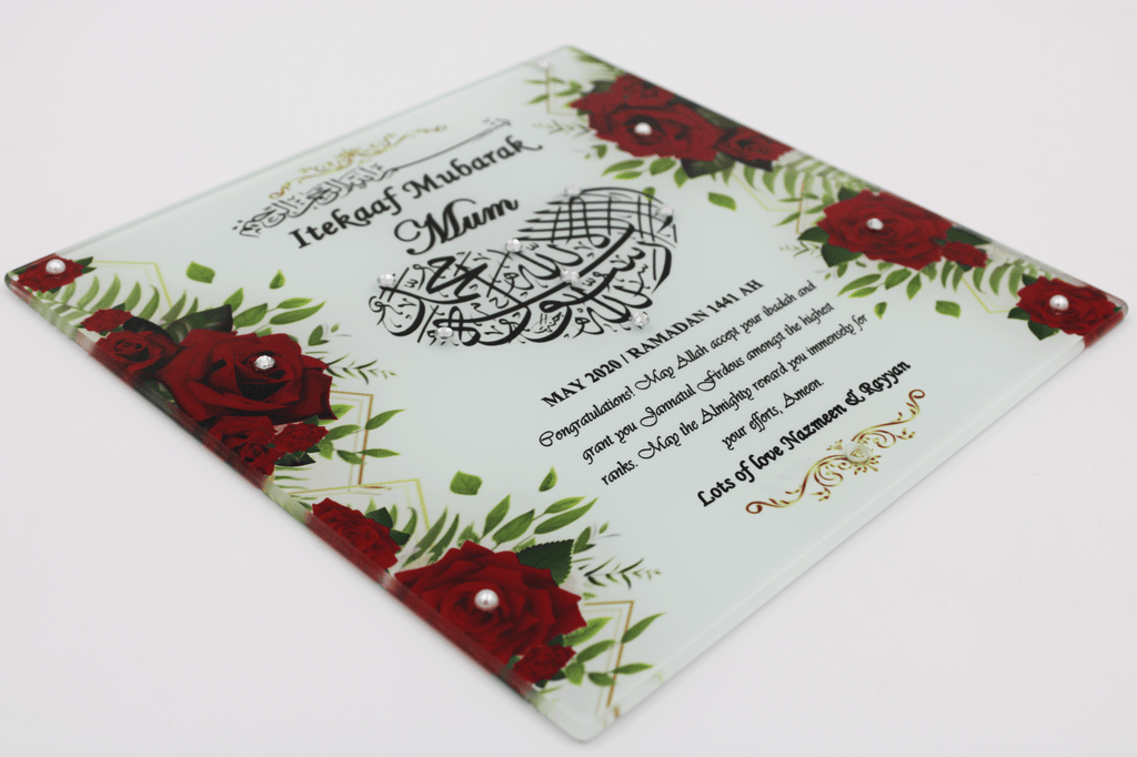 Itikaf Glass Frame - Red Rose