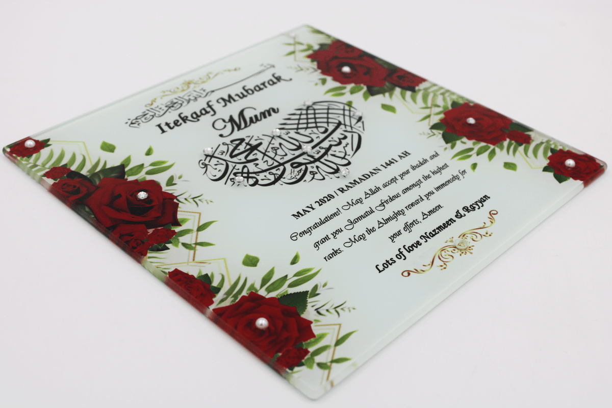 Itikaf Glass Frame - Red Rose