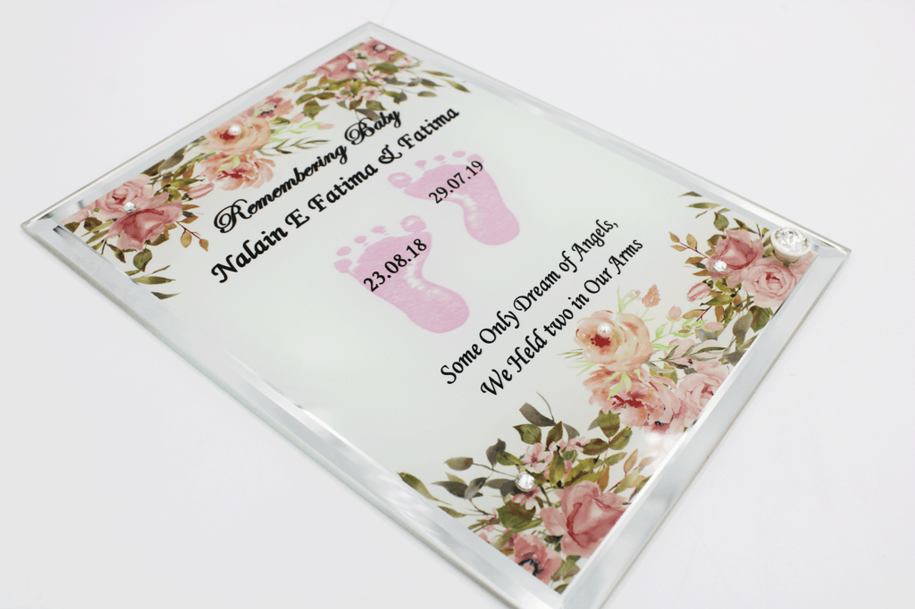 Stillborn Memorial Glass Frame - Pink