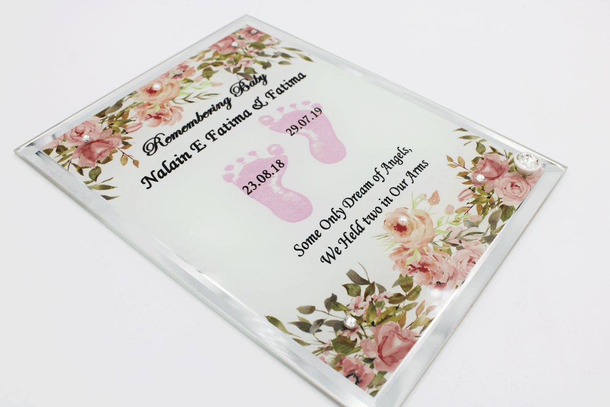 Stillborn Memorial Glass Frame - Pink