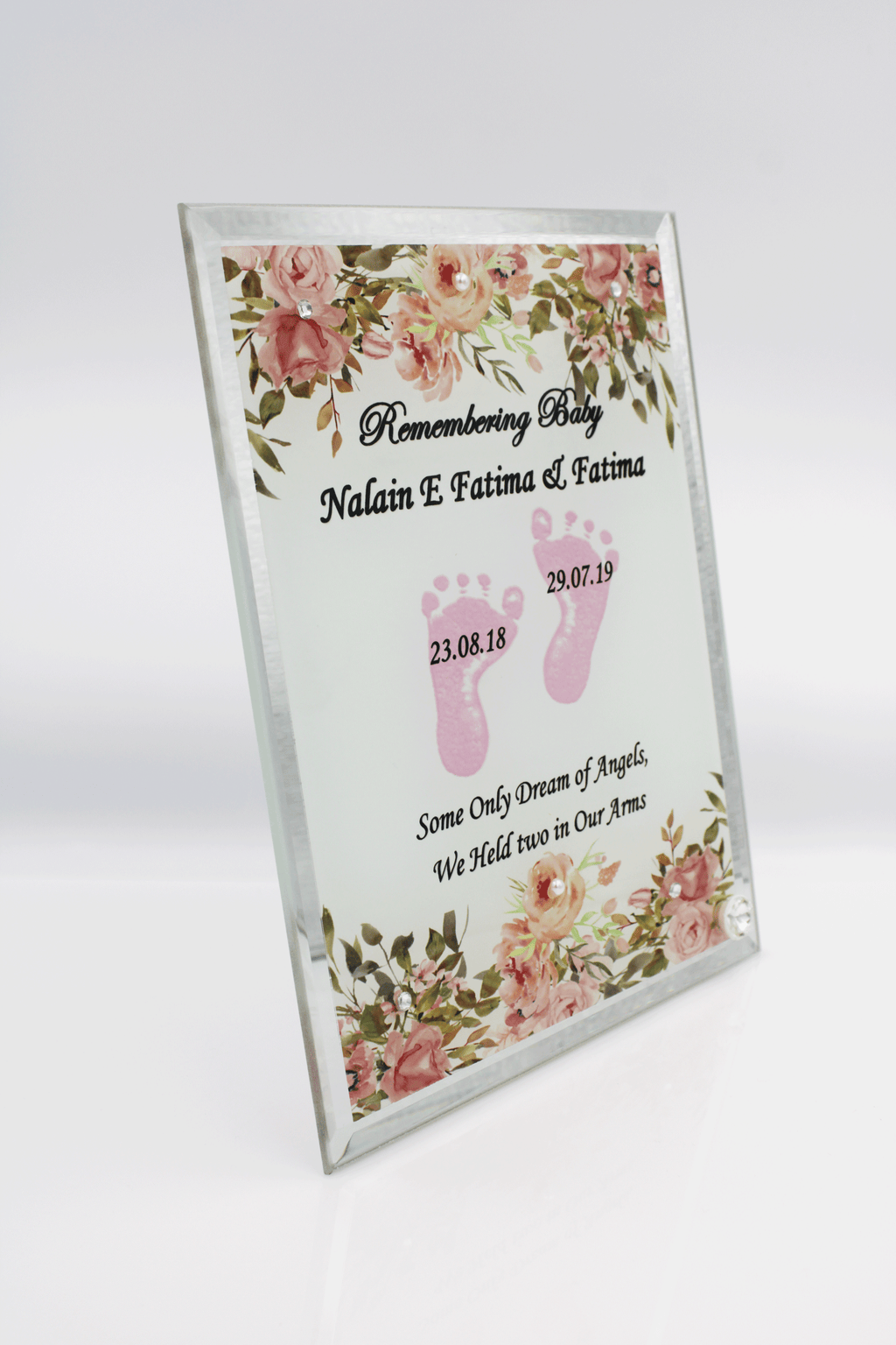 Stillborn Memorial Glass Frame - Pink