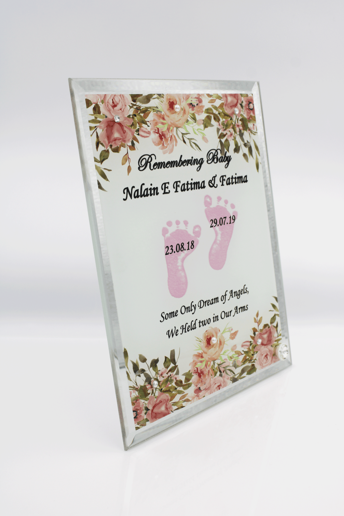 Stillborn Memorial Glass Frame - Pink