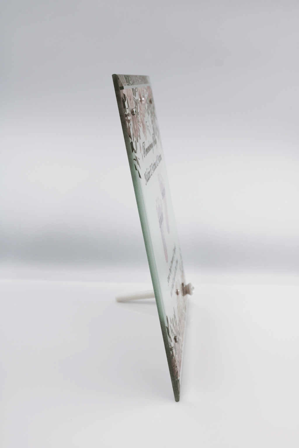 Stillborn Memorial Glass Frame - Pink