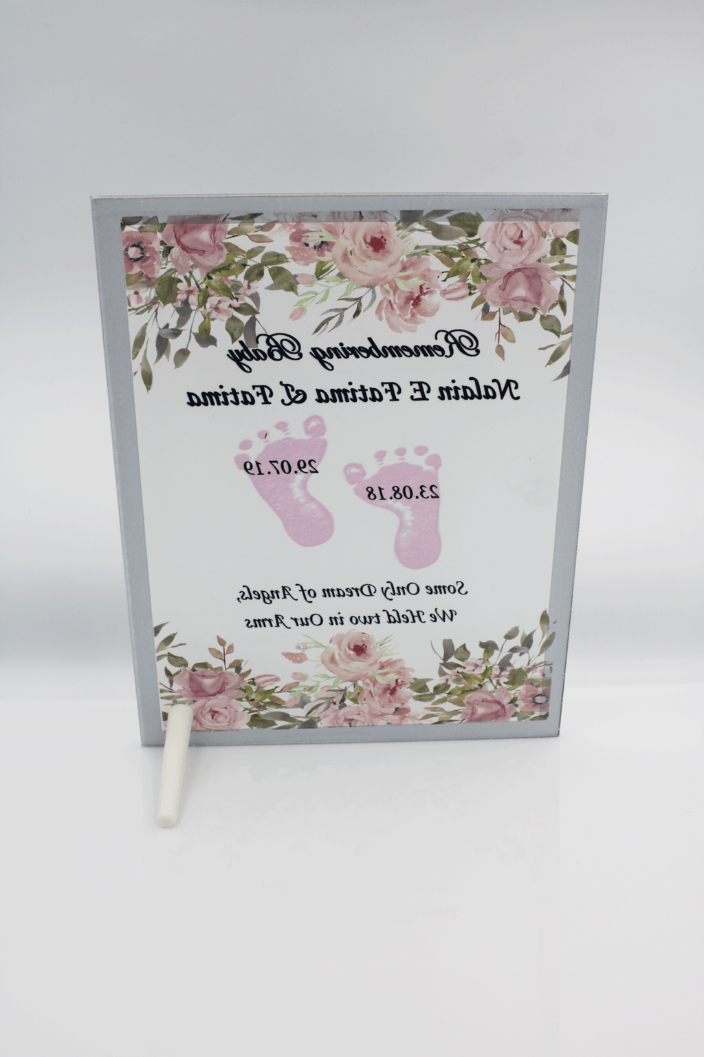 Stillborn Memorial Glass Frame - Pink