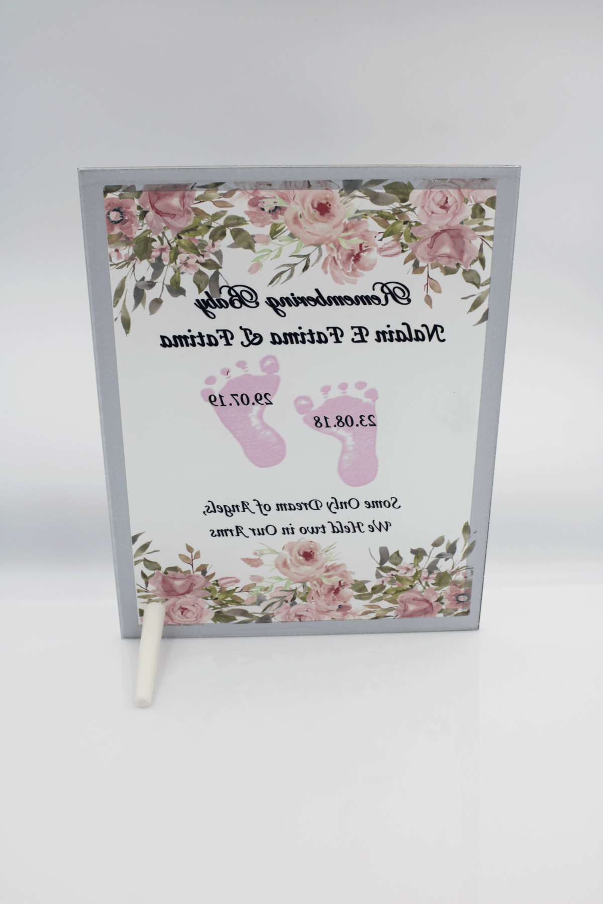 Stillborn Memorial Glass Frame - Pink