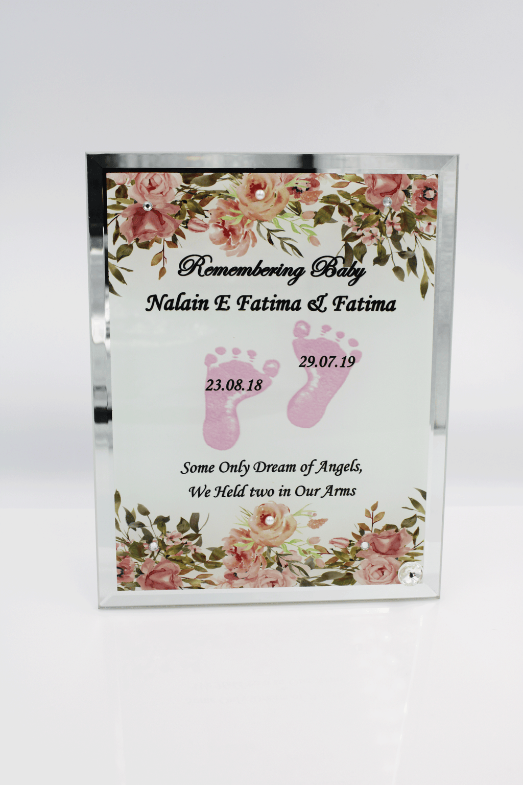 Stillborn Memorial Glass Frame - Pink