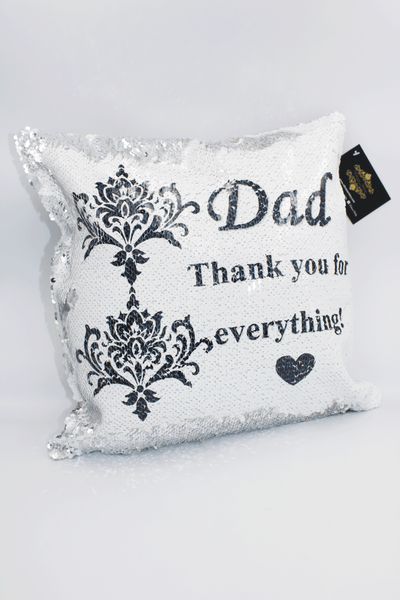 Dad Sequin Cushion - Damask