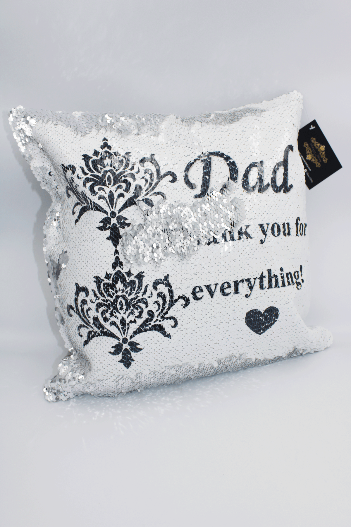 Dad Sequin Cushion - Damask