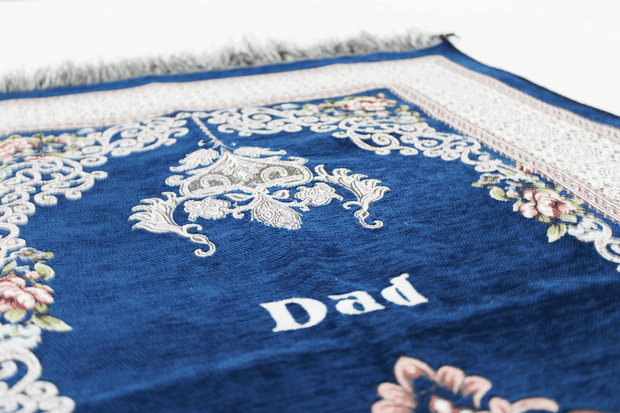 Floral Personalised Prayer Mat - Blue