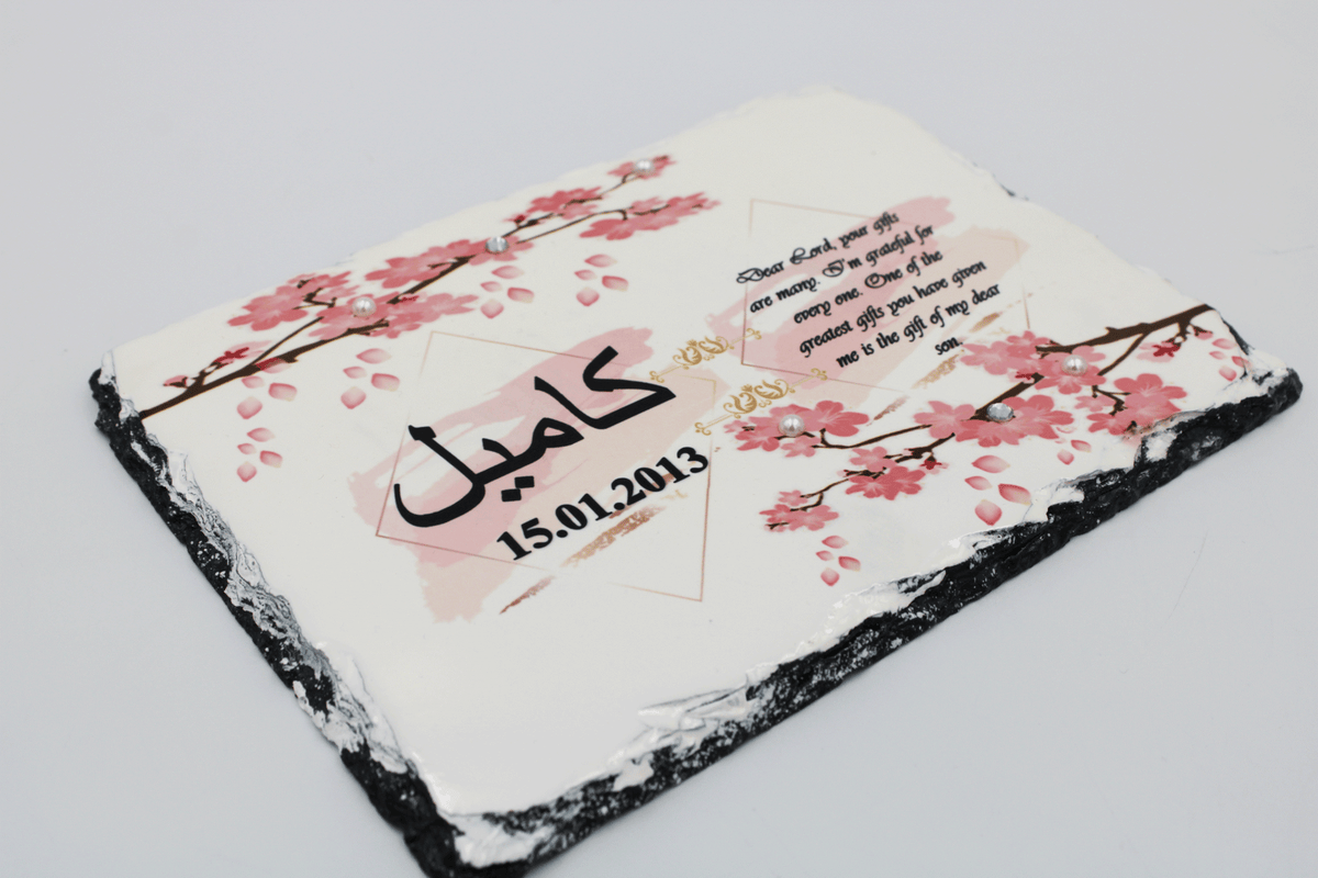 Baby Birth Rock Slate Frame - Pink